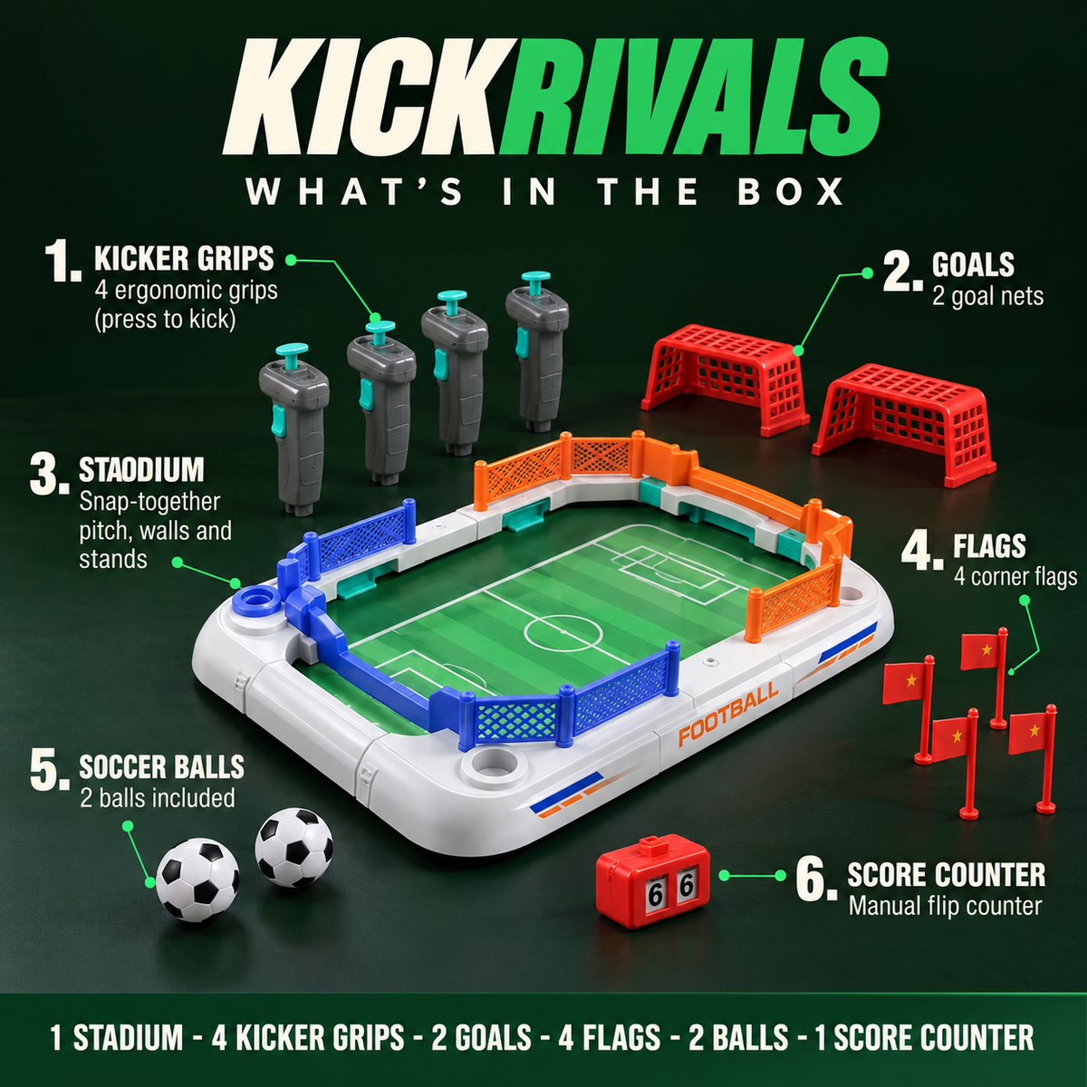 Kickrivals™ - Tabletop Soccer Stadium Game